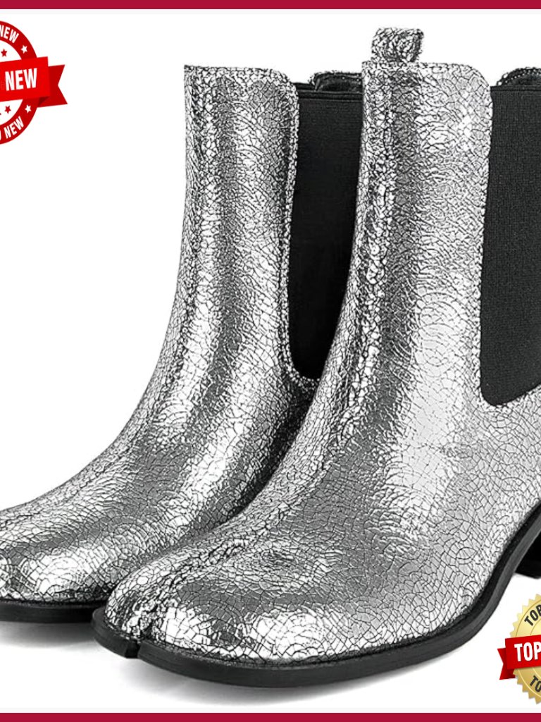 Split Toe Tabi Ankle Boots Chunky Heel Chelsea Booties Women